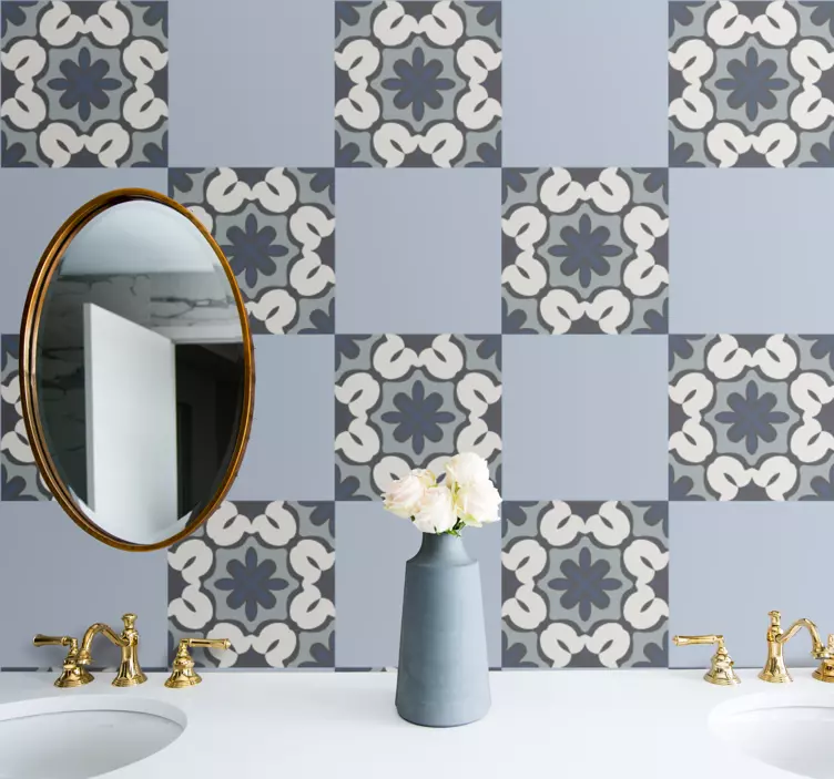 Azulejos adhesivo Estilo gracia azul hidráulico - TenVinilo