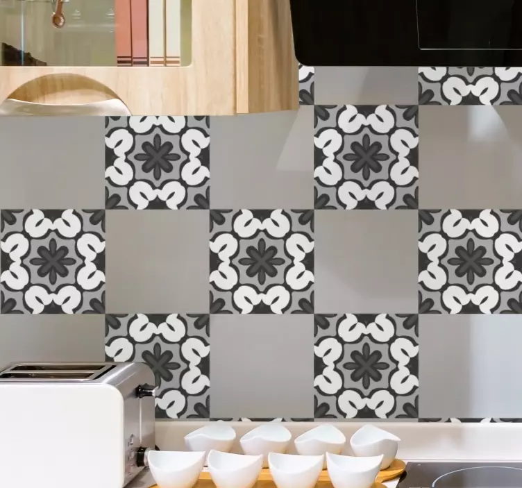 Azulejos adhesivo Estilo gracia gris hidráulico - TenVinilo