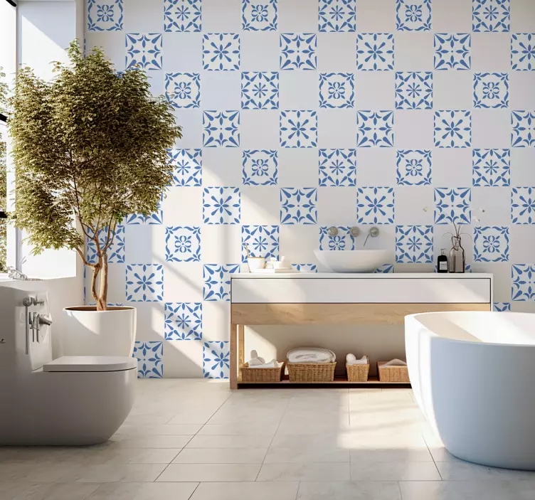 Azulejos adhesivos estilo portugués azules - TenVinilo