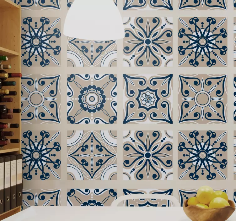 Azulejos adhesivos imitación cemento azules - TenVinilo
