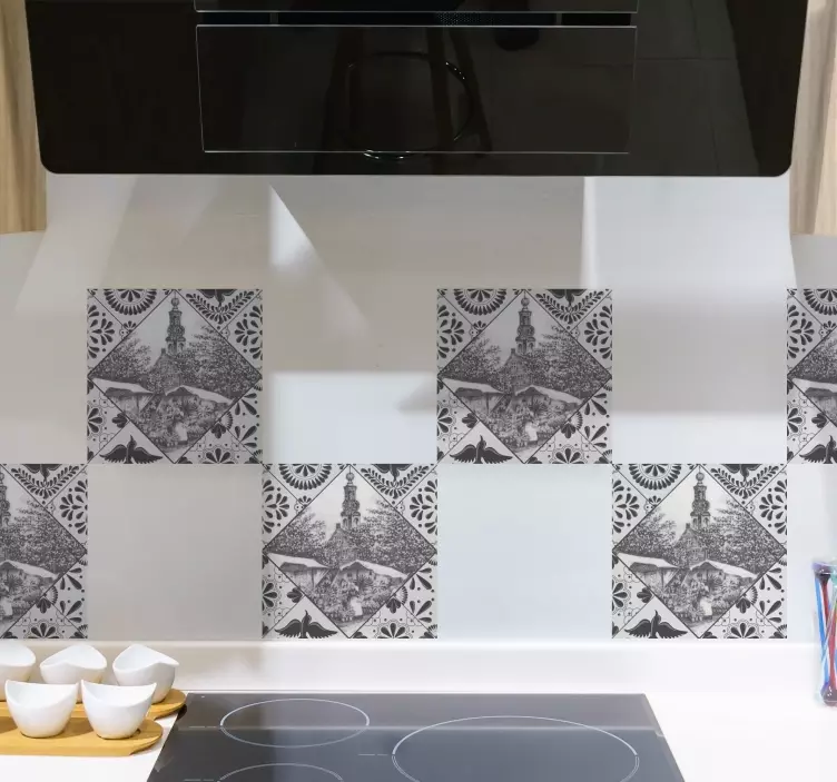 Azulejos adhesivos mercado de flores - TenVinilo