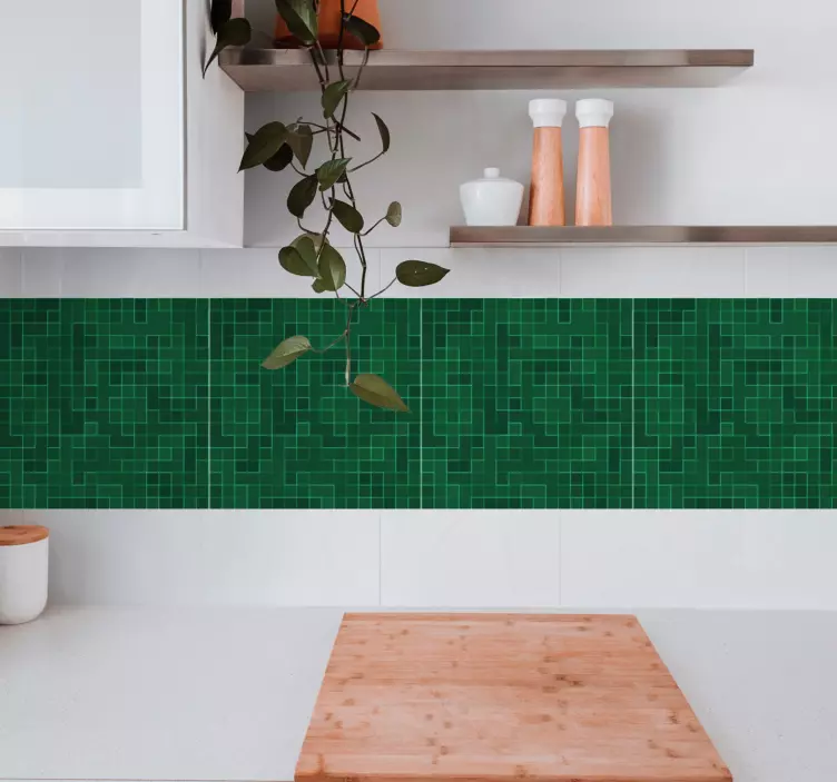 Azulejos adhesivo Mosaico verde brillante abstracto - TenVinilo