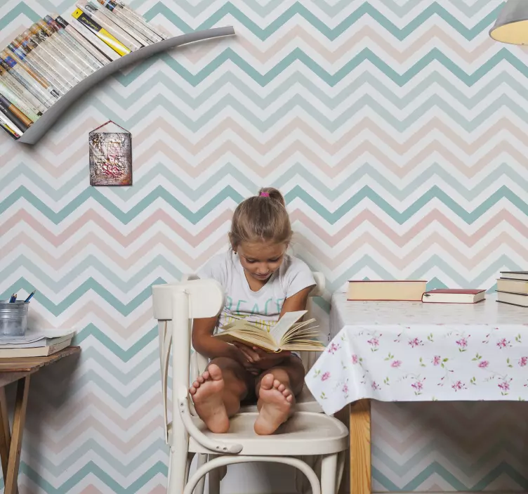 Fotomural adhesivo colores pastel en zigzag - TenVinilo