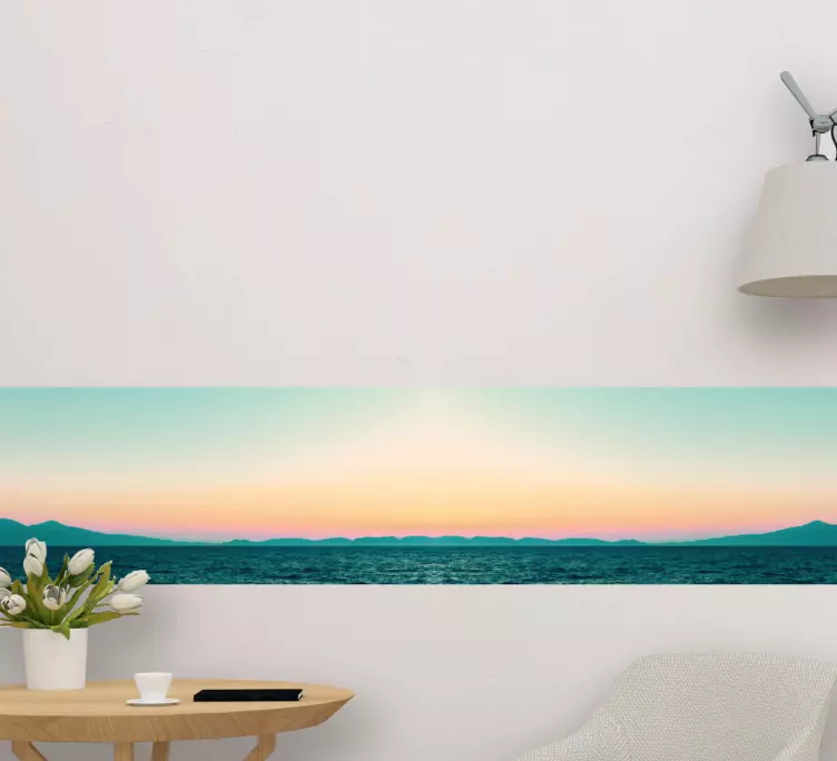 Vinilo naturaleza Hermosa puesta de sol junto al lago - TenVinilo