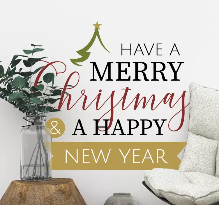 Vinilo frase feliz navidad y próspero año nuevo - TenVinilo