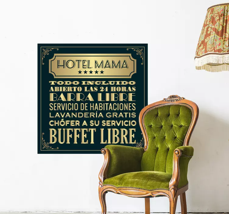 Vinilo frase hotel mamá - TenVinilo