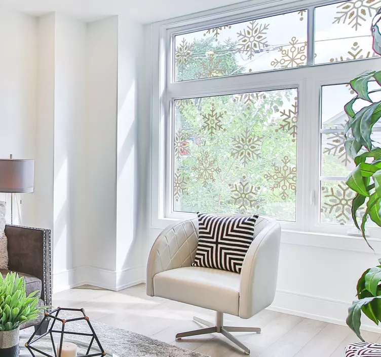 Golden snowflakes set window sticker - TenVinilo