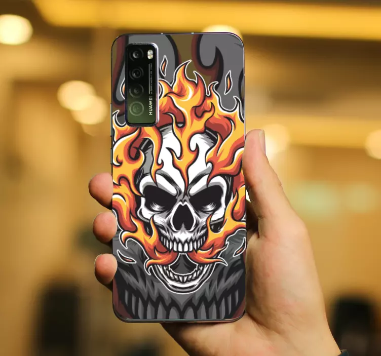 Pegatina Huawei diseño de llama de calavera - TenVinilo