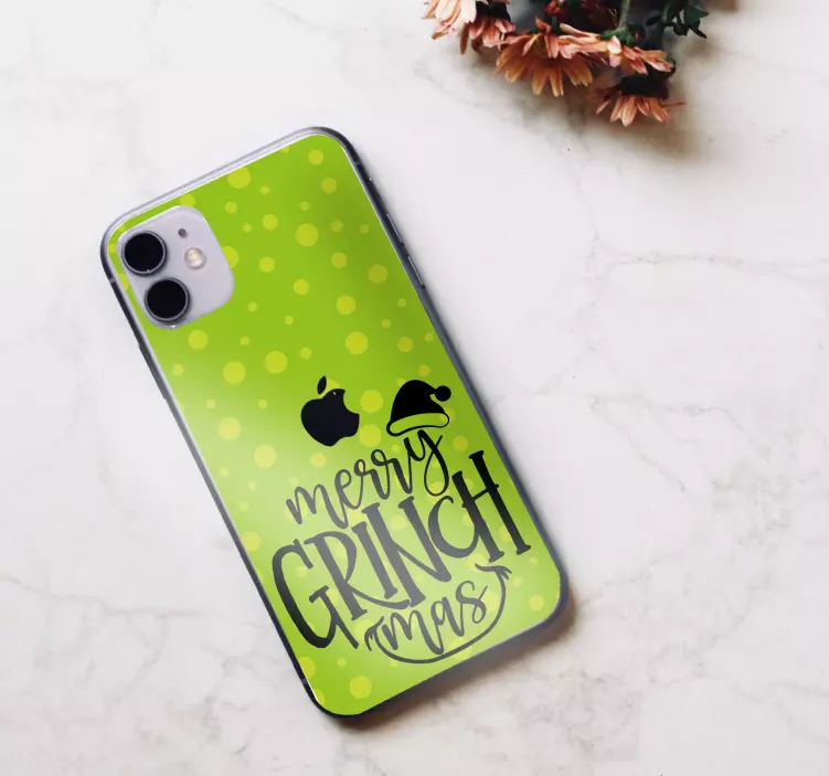 Pegatina iPhone alegría navideña del grinch - TenVinilo