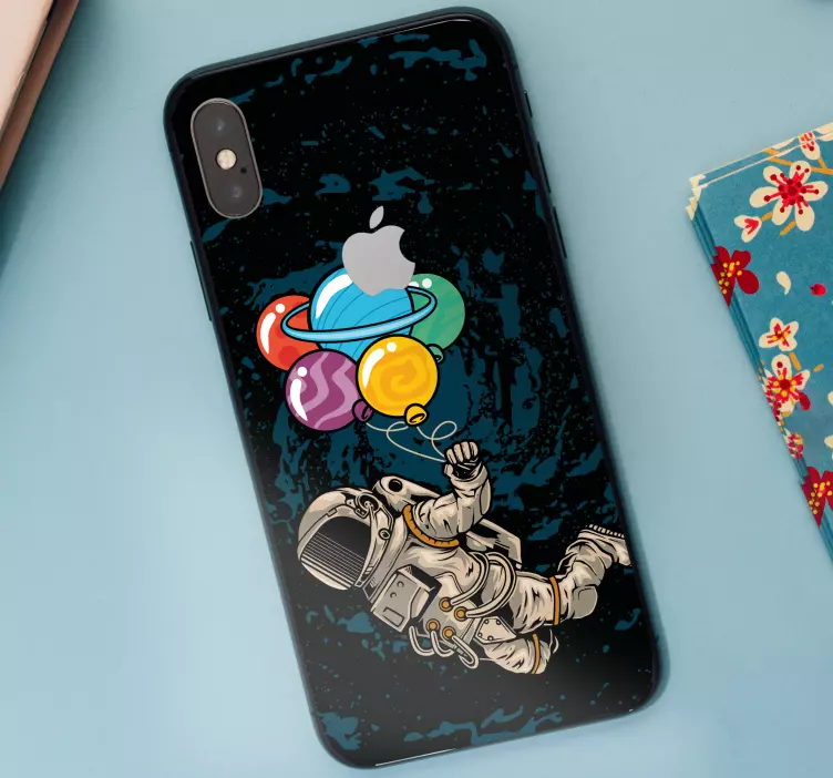 Pegatina iPhone astronauta con globos - TenVinilo