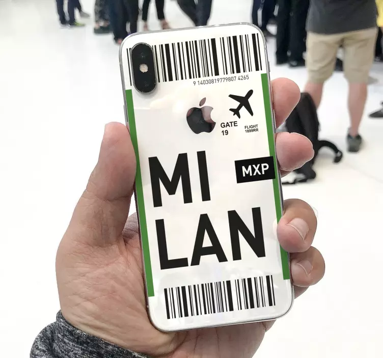 Pegatina iPhone tarjeta de embarque de milán - TenVinilo