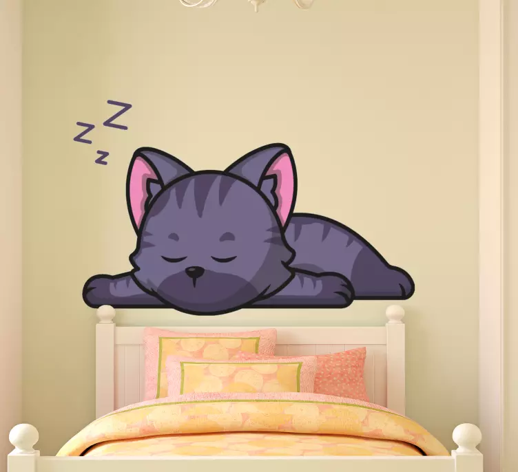 Vinilo Lindo gato durmiendo dibujos animados icono ilustración - TenVinilo