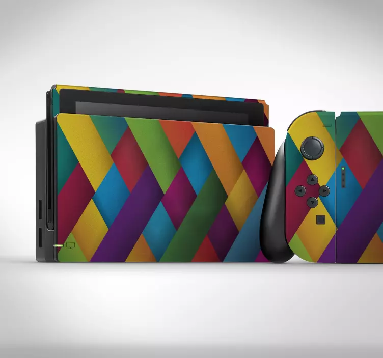 Pegatina nintendo skin de patrón geométrico colorido - TenVinilo
