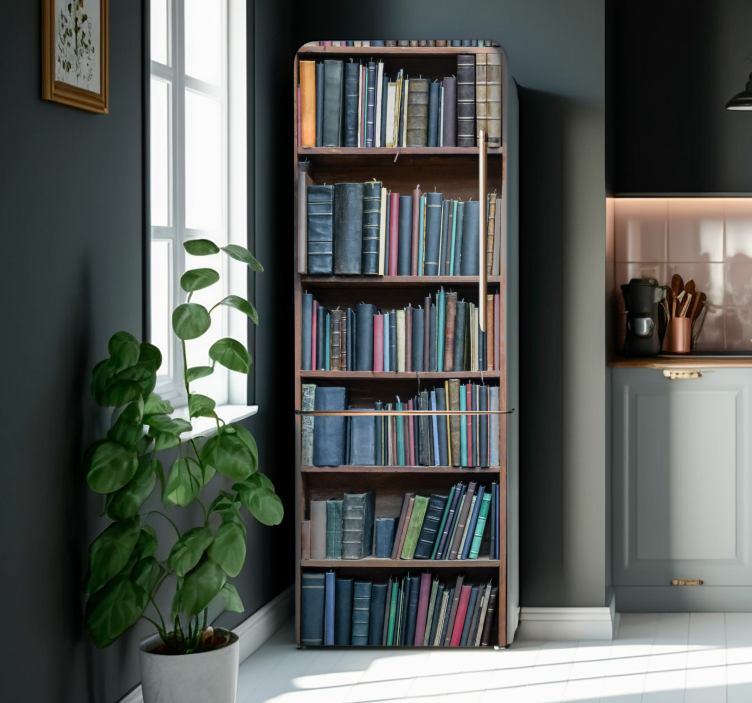 Vinilo para nevera estantes de biblioteca - TenVinilo