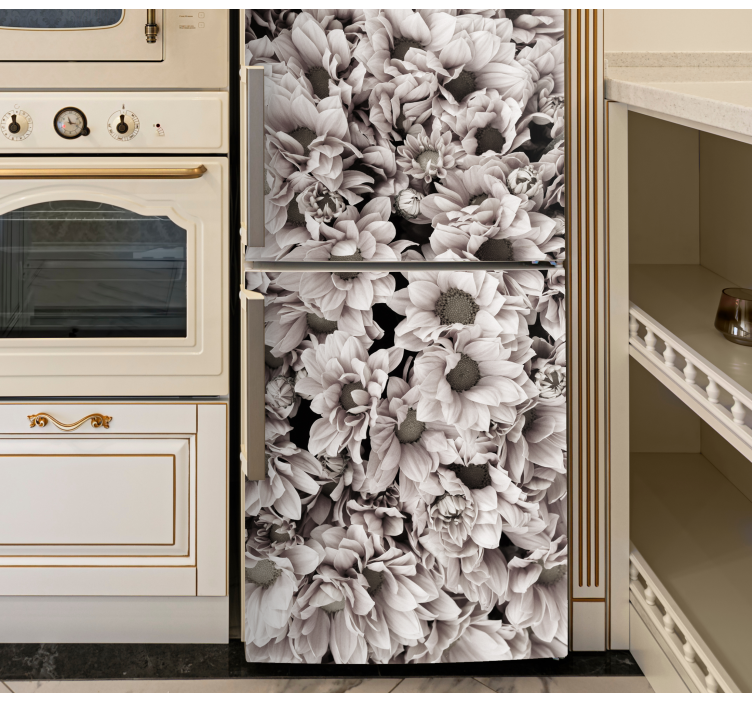 Vinilo para nevera Flores de peonía gris - TenVinilo