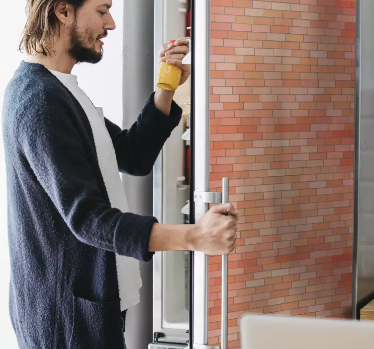 Vinilo para refrigerador patrón de textura de ladrillo rojo - TenVinilo