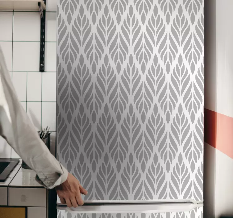 Vinilo para nevera Patrón étnico floral gris - TenVinilo