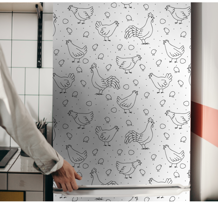 Vinilo para nevera superposición de patrón de gallina - TenVinilo