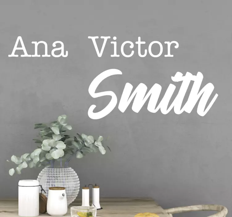 Pegatina para bodas Nombres personalizados de marido y mujer - TenVinilo