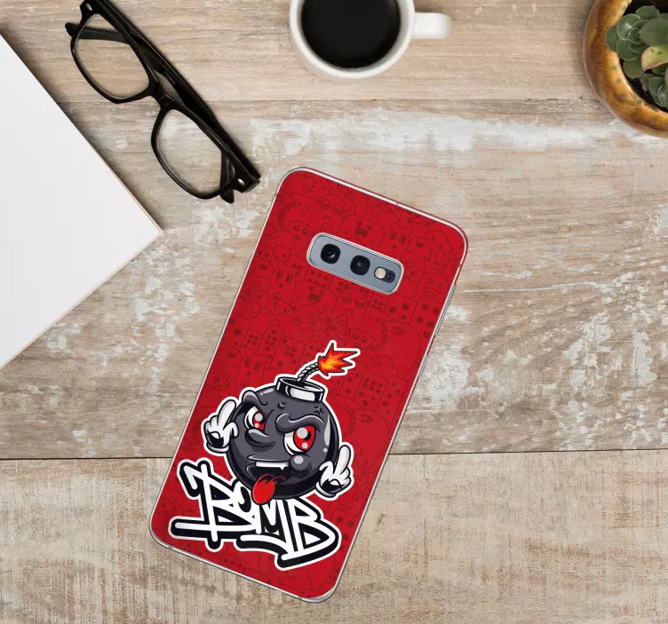 Pegatina Samsung personaje de dibujos animados de bomba - TenVinilo