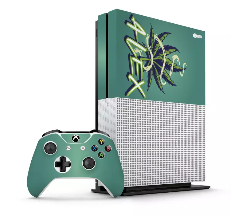 Pegatina XBOX diseño de marihuana personalizado - TenVinilo