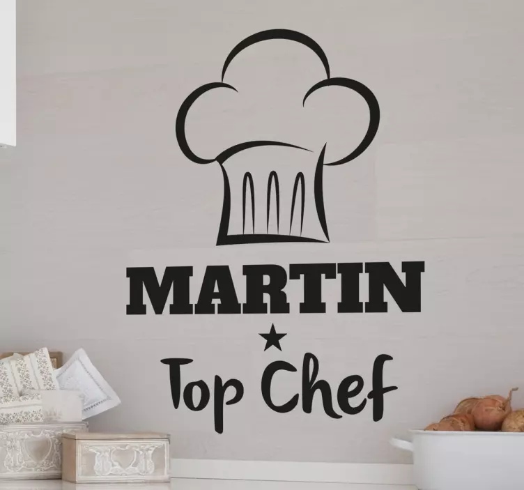 Pegatinas nombre personalizable chef - TenVinilo