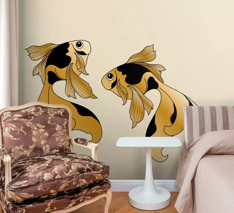 Vinilo pez Diseño barroco con pescado - TenVinilo