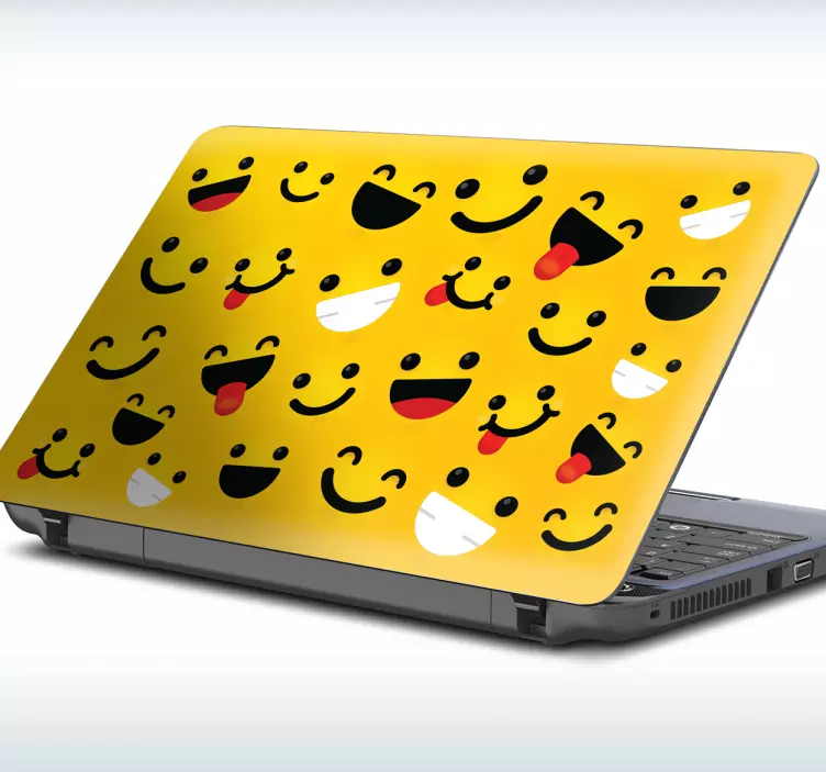 Vinilo para notebook superposición de patrones de emoji - TenVinilo