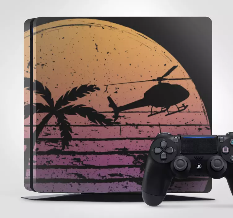 Skin PS4 escena de helicóptero al atardecer - TenVinilo