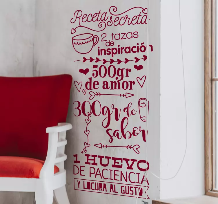 Sticker de amor receta san valentin - TenVinilo