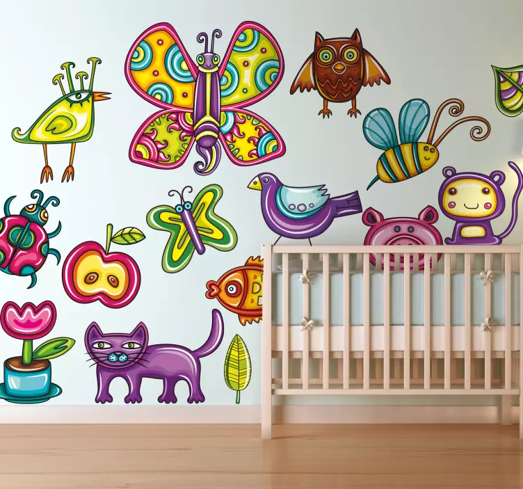 Sticker infantil animales de color - TenVinilo
