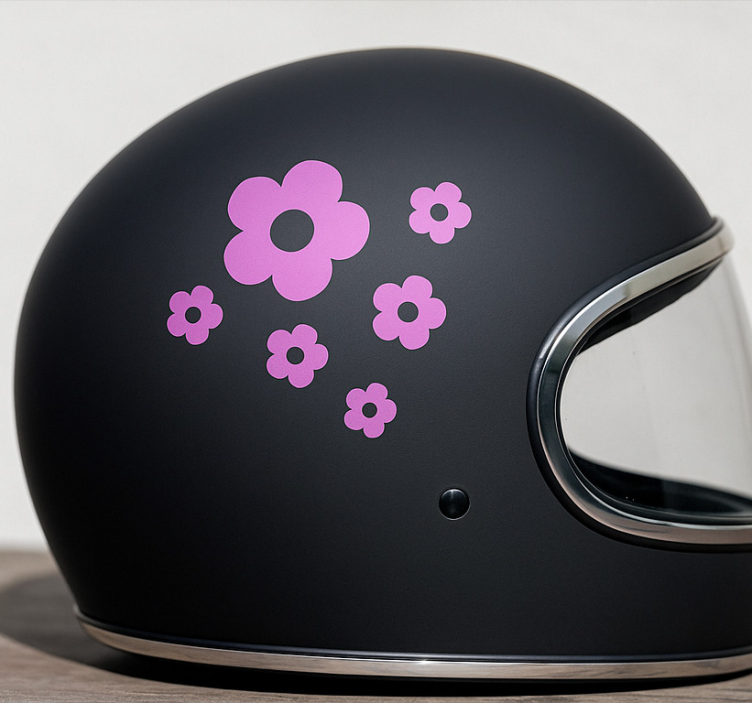 Sticker para motos diseño de flores sencillas con nombre. - TenVinilo