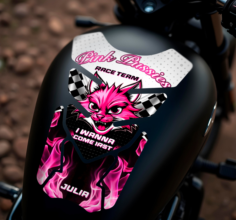 Sticker para motos gato rosa - TenVinilo