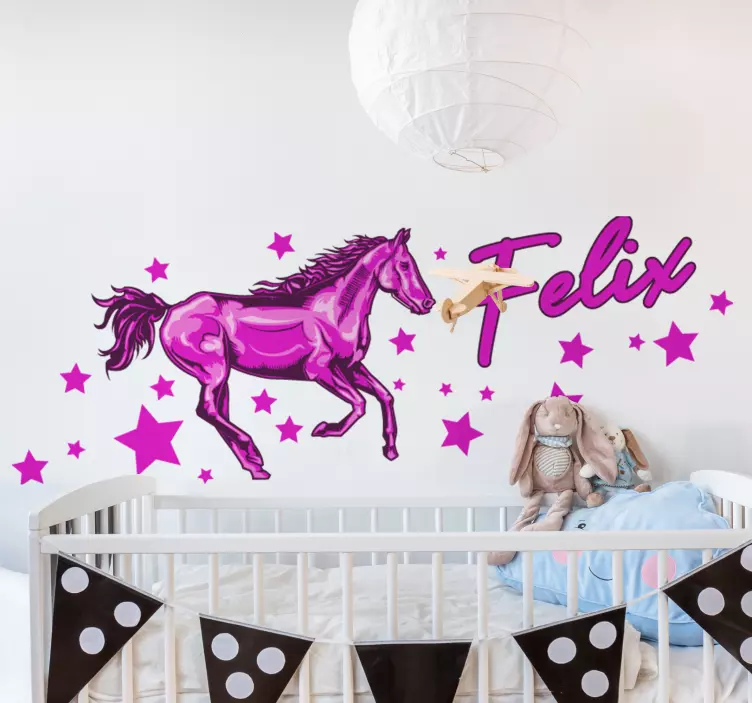 Sticker pared infantil caballo juguetón fantástico - TenVinilo