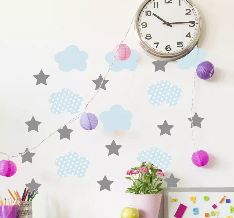Sticker pared infantil cielos y cuerpos celestes - TenVinilo