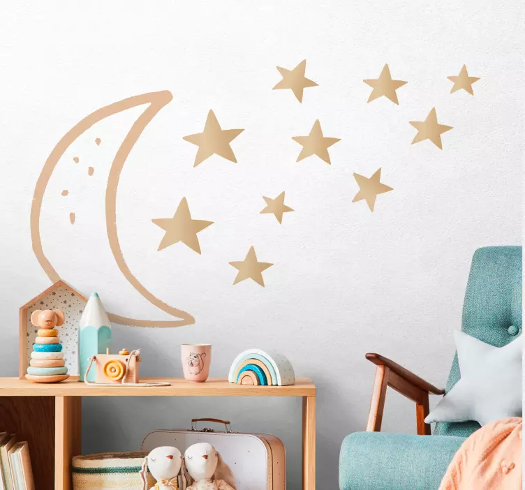 Sticker pared infantil cuerpos celestes y cielo nocturno - TenVinilo