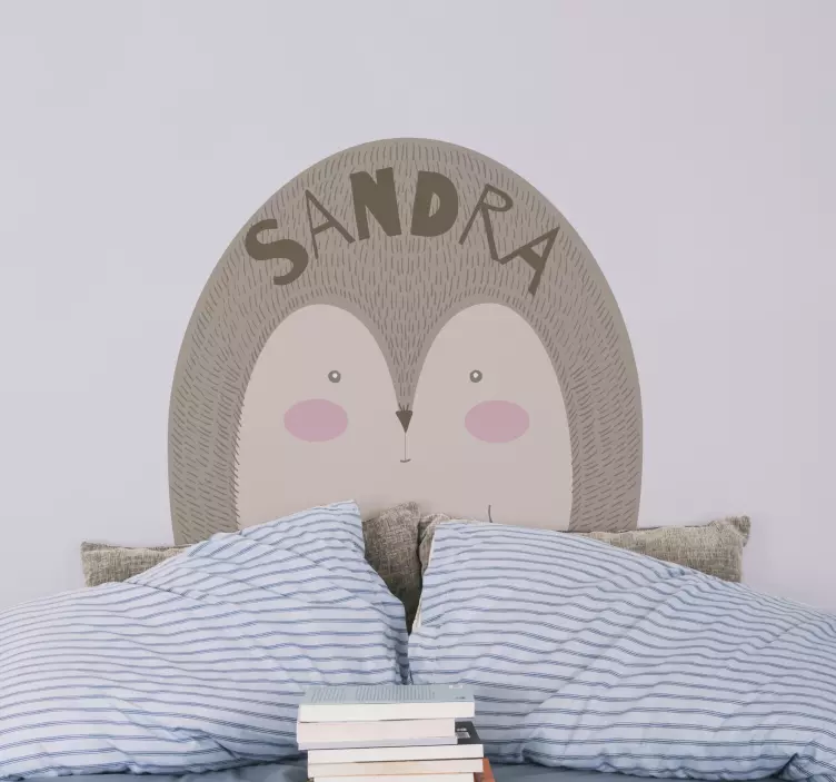 Sticker pared infantil diseño de nombre erizo personalizable - TenVinilo