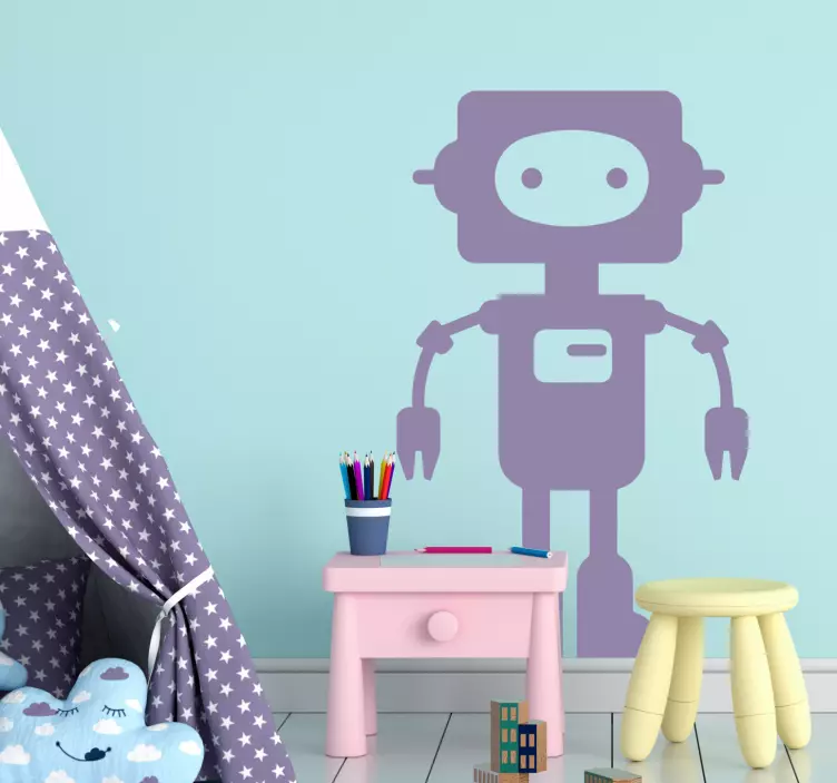 Sticker pared infantil figura de robot caprichosa - TenVinilo