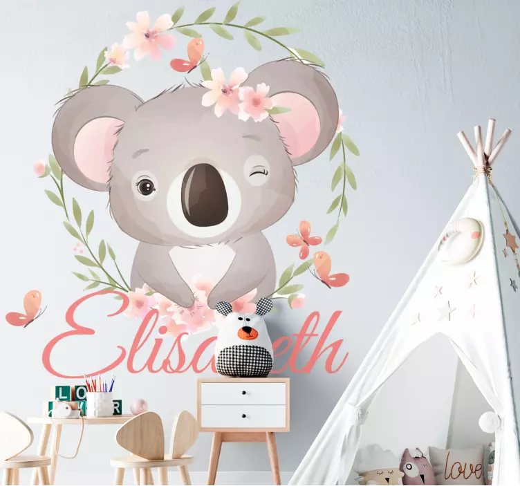 Sticker pared infantil ilustración de koala adorable - TenVinilo