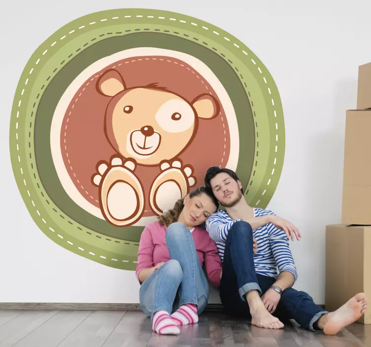 Sticker pared infantil linda ilustración de oso - TenVinilo
