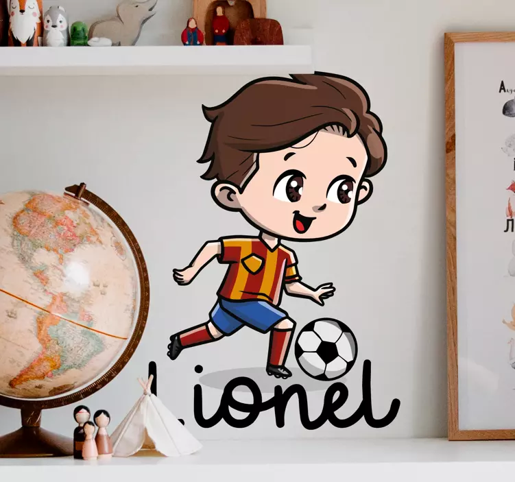 Sticker pared infantil lindo chico futbolista - TenVinilo