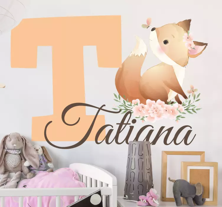 Sticker pared infantil motivo de zorro caprichoso - TenVinilo