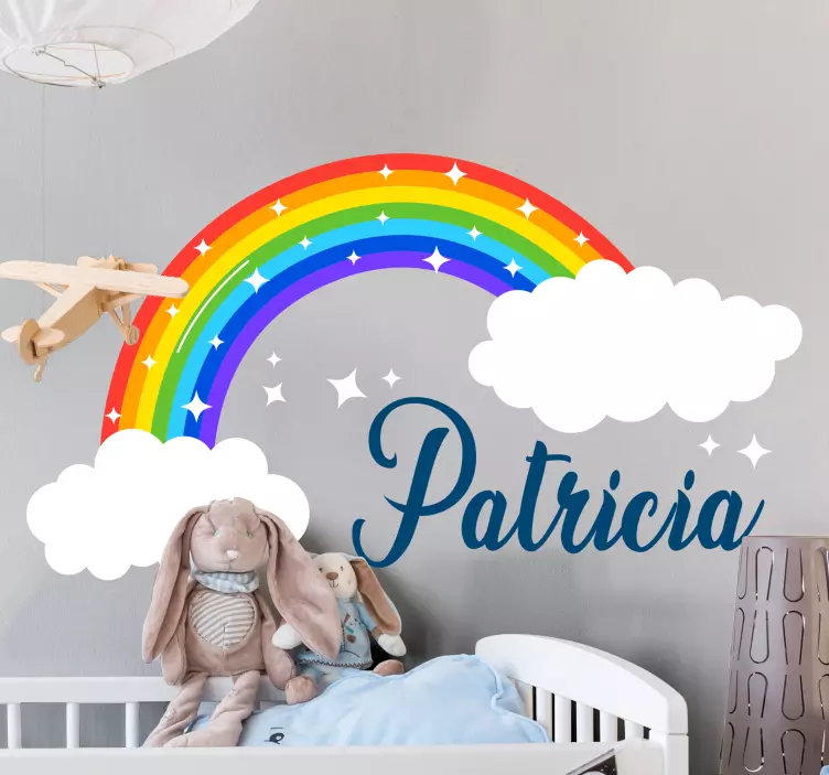 Sticker pared infantil opción de personalización arcoíris - TenVinilo