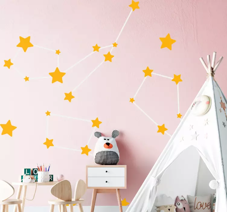 Sticker pared infantil patrones de estrellas brillantes - TenVinilo