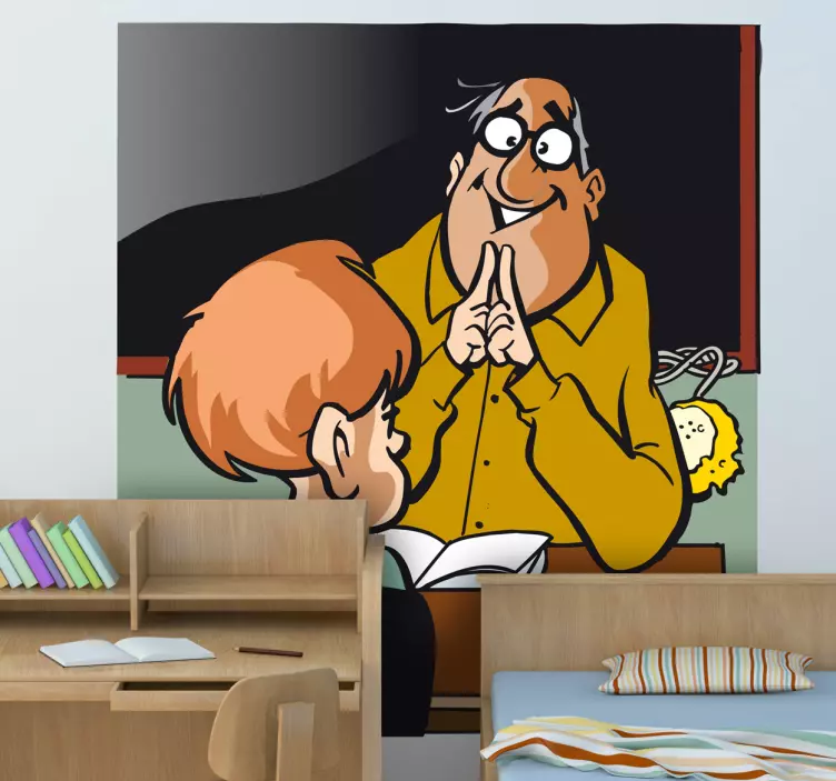 Sticker pared infantil profesor de turno - TenVinilo