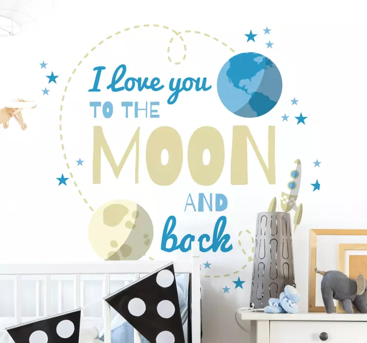 Sticker pared infantil te amo hasta la luna - TenVinilo
