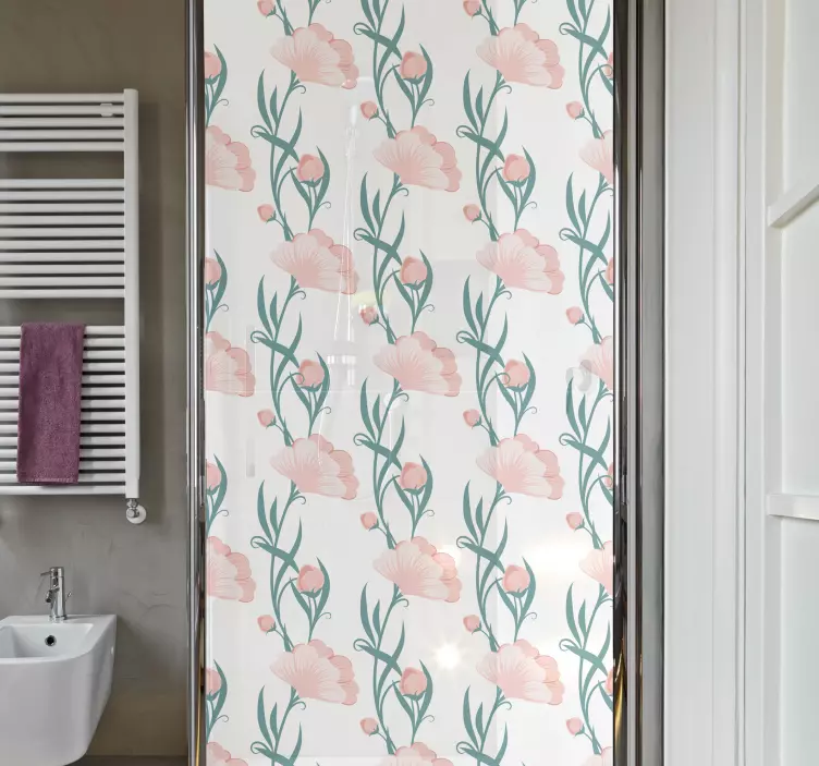 Vinilo decorativo mampara ducha flor amapola - TenVinilo
