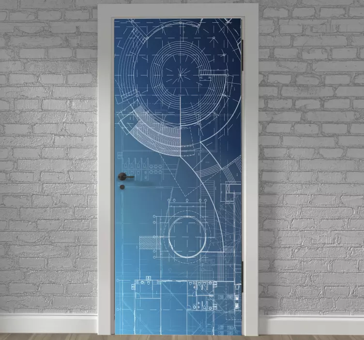 Vinilo decorativo para puerta estampado azul - TenVinilo