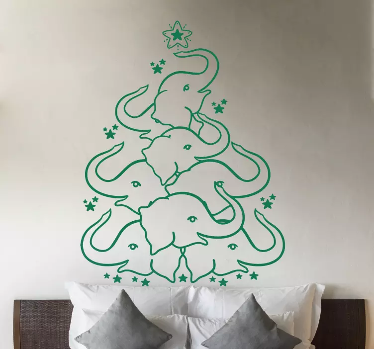 Vinilo navideño decoración de árbol elefante - TenVinilo