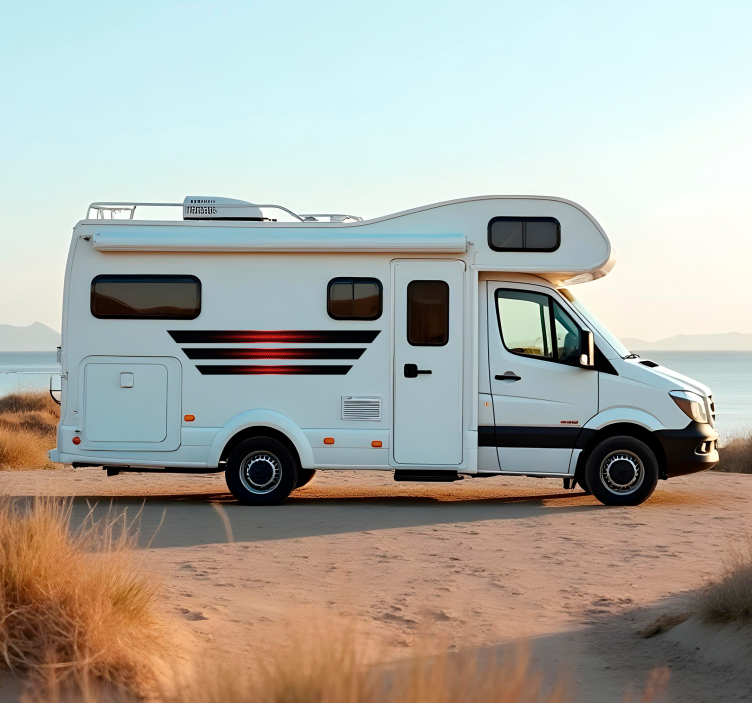 Vinilo autocaravana rayas negras y rojas - TenVinilo